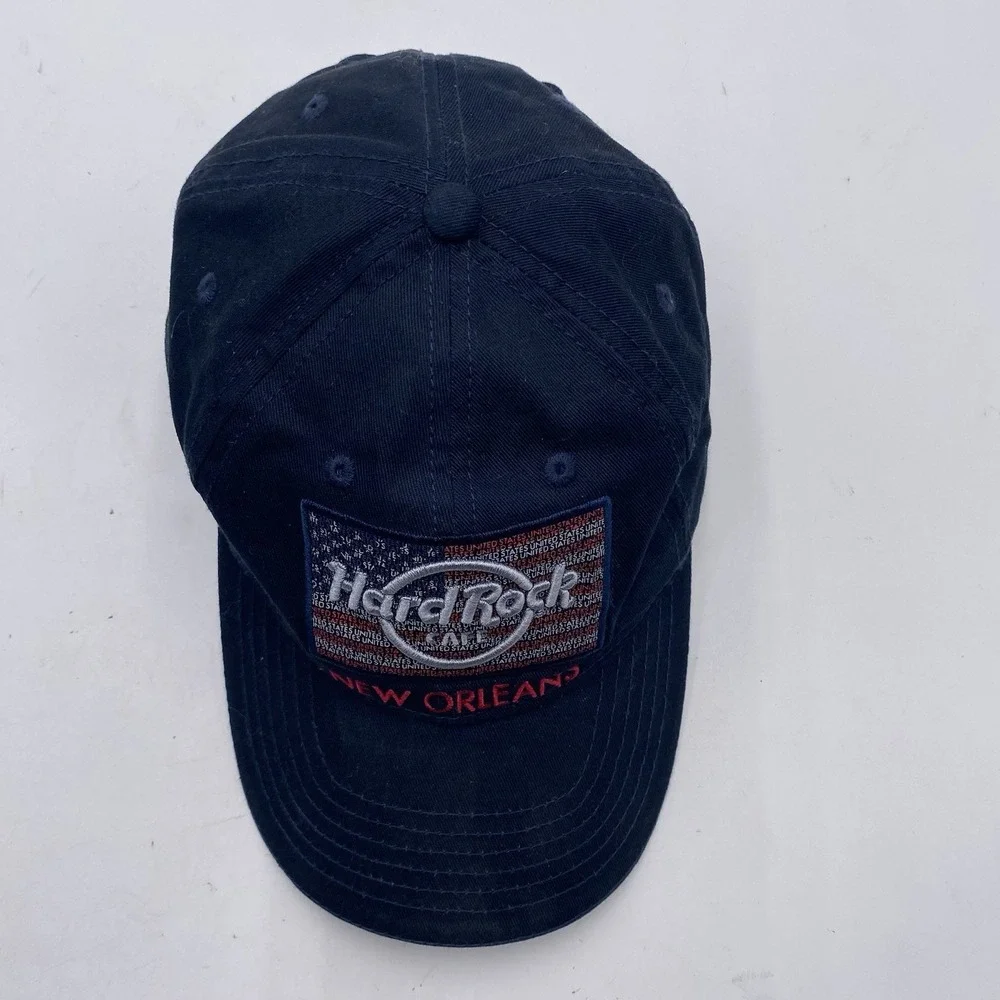 Hard Rock Cafe Hat‎ New Orleans Patriot Black Strapback Adjustable Cotton Slouch